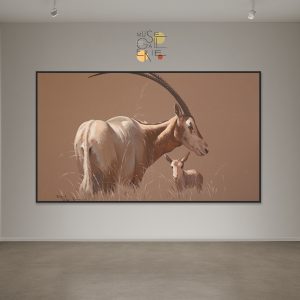 Art036 Omani Oryx with a  young calf